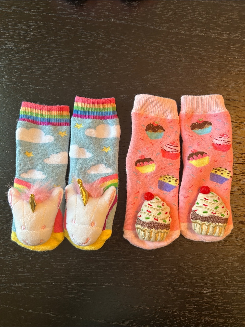NWOT! Kids Unicorn and Cupcake Grip Socks - Pink, Blue